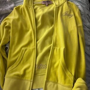 Juicy Couture Vibrant Yellow Zip-Up small NWOT velour cheetah hoodie